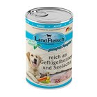 LandFleisch Dog Classic reich an Geflügelherzen und Seelachs mit Gartengemüse 400 g Angebote von Landfleisch bei Zookauf Leverkusen für 1,29 €