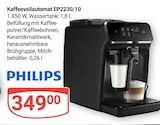 Kaffeevollautomat EP2230/10 im Angebot bei GLOBUS in Kaarst Kaffeevollautomat EP2230/10 Angebote von PHILIPS bei GLOBUS Kaarst für 349,00 €