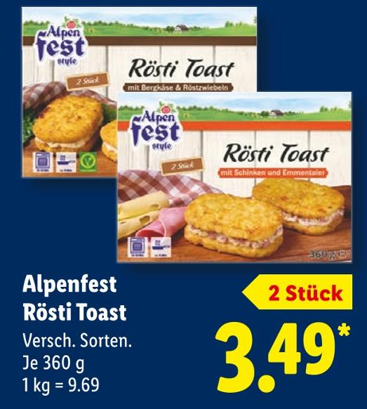 Rösti Toast mit Schinken und Emmentaler