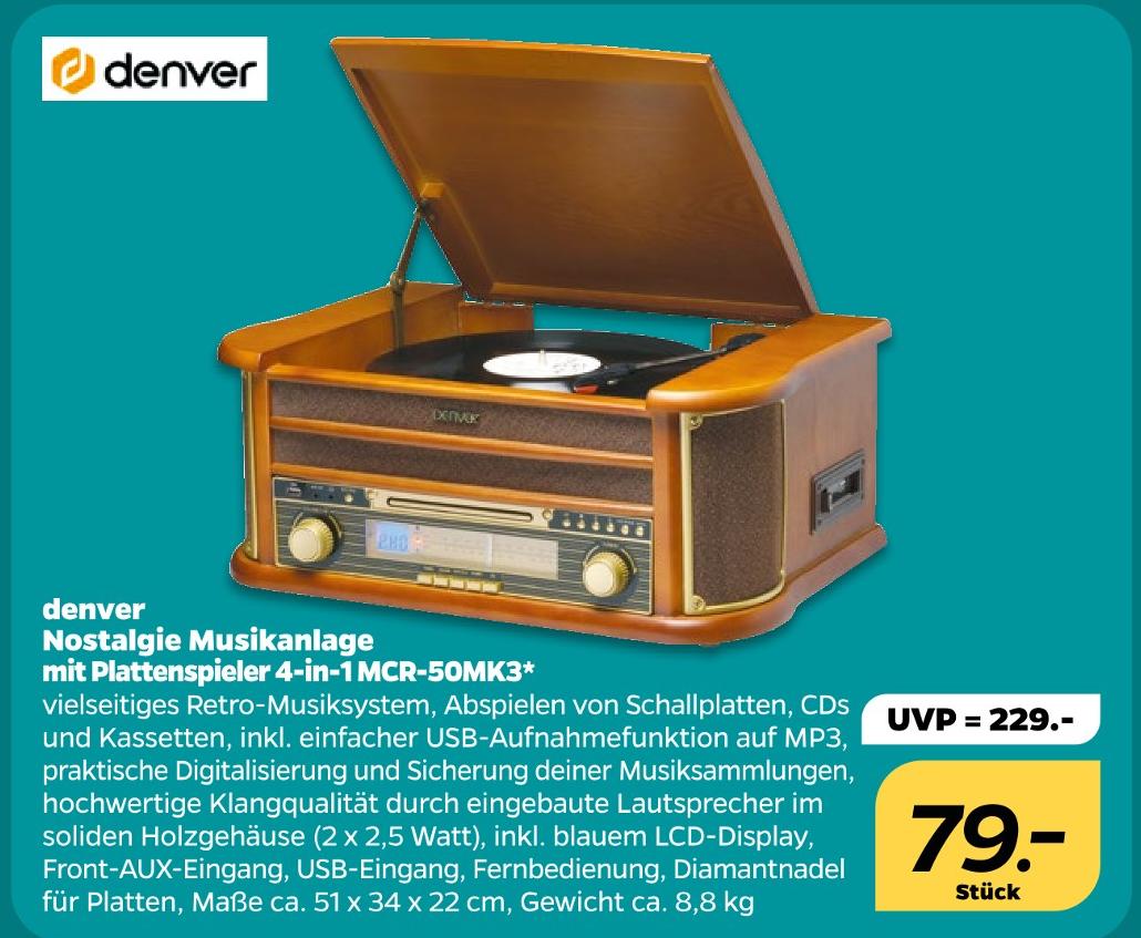 Nostalgie Musikanlage mit Plattenspieler 4-in-1 MCR-50MK3