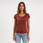 T-shirt coton col rond manches courtes marron cognac femme à 3,99 € dans le catalogue La Halle