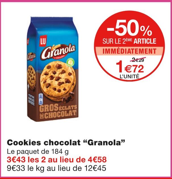 Biscuits Granola Gros Eclats au chocolat 184g