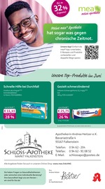 mea - meine apotheke Apotheken Prospekt der aktuellen Woche mit 4 Seiten, gültig von 01.06.2026 bis 30.06.2026, in Holzmühle und Umgebung Aktueller mea - meine apotheke Apotheken Prospekt in Holzmühle und Umgebung, "Unsere Juni-Angebote" mit 4 Seiten, 01.06.2026 - 30.06.2026