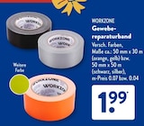 Gewebereparaturband im ALDI SÜD Prospekt Gewebereparaturband von WORKZONE im aktuellen ALDI SÜD Prospekt für 1,99 €