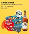 Weissbier Naturtrüb, Alkoholfrei oder Hell im Angebot bei Getränke Hoffmann in Bückeburg Weissbier Naturtrüb, Alkoholfrei oder Hell Angebote von Benediktiner bei Getränke Hoffmann Bückeburg für 16,99 €