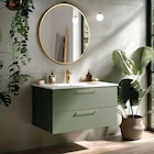 Promo Ensemble sous-vasque Olivia larg. 80 cm décor vert + plan vasque + miroir à 199,00 € dans le catalogue Castorama à La Seyne-sur-Mer