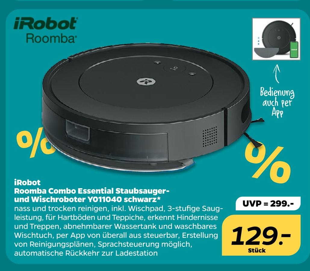 Roomba Combo Essential Staubsauger- und Wischroboter Y011040 schwarz