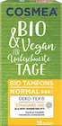 Bio & Vegan Slipeinlagen oder Binden oder Tampons von COSMEA für 1,79 € bei Rossmann im Angebot Bio & Vegan Slipeinlagen oder Binden oder Tampons von COSMEA im aktuellen Rossmann Prospekt