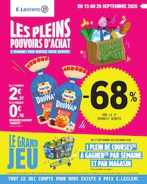 Prospectus E.Leclerc : «LES PLEINS POUVOIRS D'ACHAT» avec 44 pages, 15/09/2026 - 26/09/2026 Catalogue E.Leclerc en cours à Treffrin et aux alentours : «LES PLEINS POUVOIRS D'ACHAT» avec 44 pages, valable du 15/09/2026 au 26/09/2026