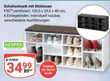 Schuhschrank mit Sitzkissen Angebote von KESPER bei GLOBUS Brühl für 34,99 €