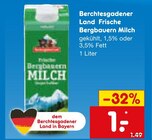 Frische Bergbauern Milch im Netto Marken-Discount Prospekt Frische Bergbauern Milch von Berchtesgadener Land im aktuellen Netto Marken-Discount Prospekt für 1,00 €