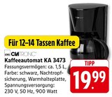 Kaffeeautomat KA 3473 Angebote von Clatronic bei E center Freiburg für 19,99 €