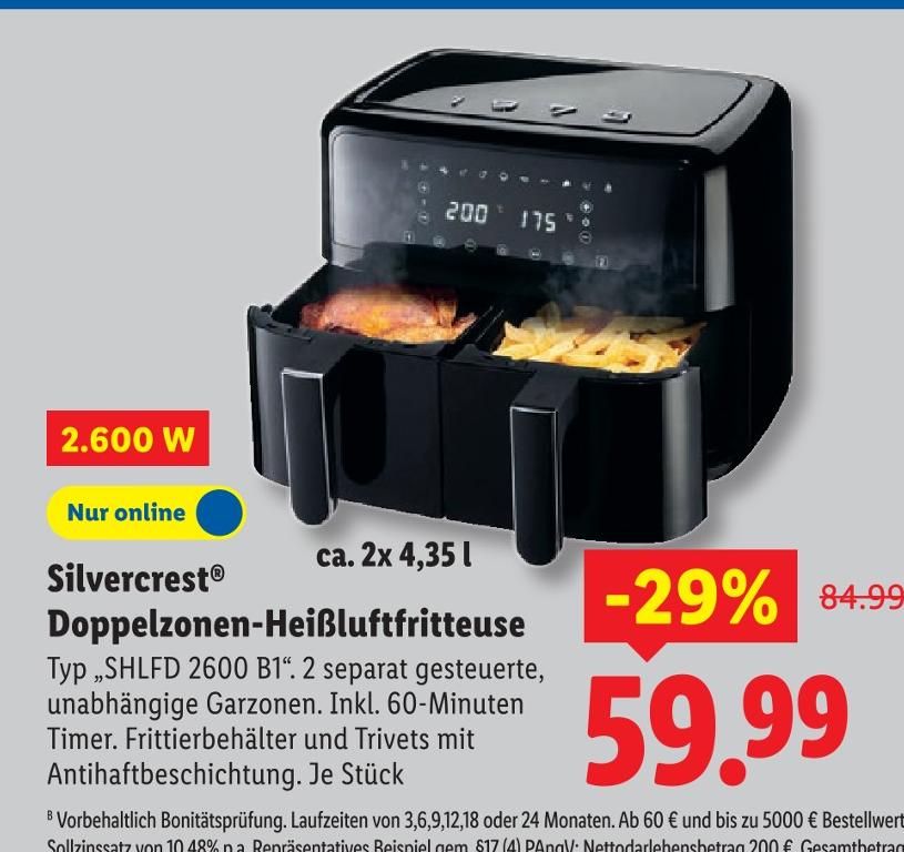 Doppelzonen-Heißluftfritteuse