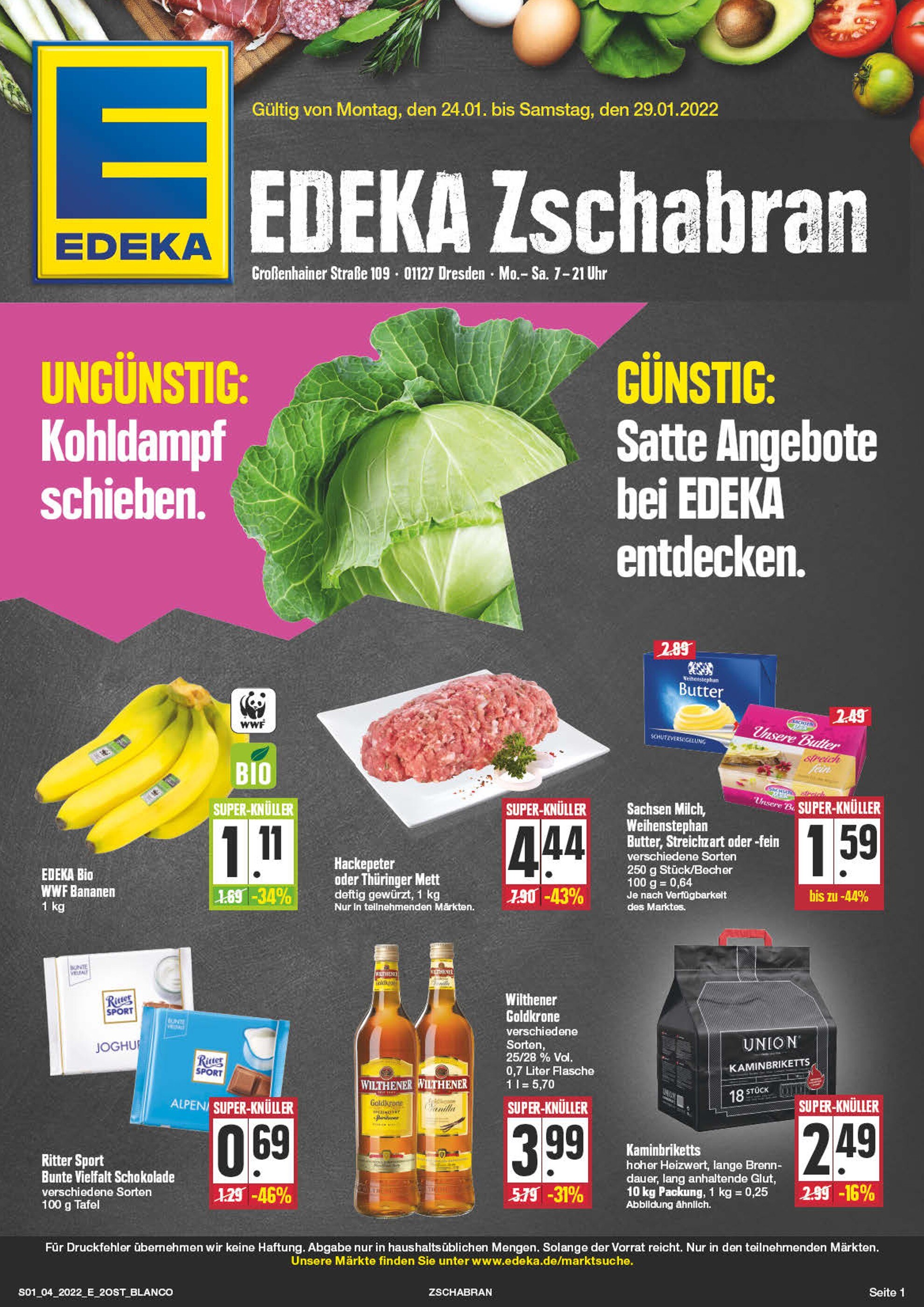 EDEKA Prospekt für Dresden mit 24 Seiten EDEKA Prospekt für Dresden: "Top Angebote!", 24 Seiten, 24.01.2022 - 29.01.2022