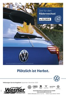Aktueller Volkswagen Prospekt "Herbstliche Angebote." Seite 1 von 1 Seite für Mittweida