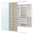 Kleiderschrank+Schiebetüren begehb. weiß Mehamn/Auli/graubeige Spiegelglas 251x115x240 cm Angebote von SKYTTA / PAX bei IKEA Oldenburg für 1.294,00 €
