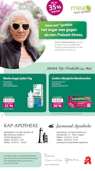 mea - meine apotheke Prospekt der Woche "Unsere Mai-Angebote" Seite 1, 01.05.2026 bis 31.05.2026 für Sassnitz Aktueller mea - meine apotheke Prospekt "Unsere Mai-Angebote" Seite 1 von 4 Seiten für Sassnitz