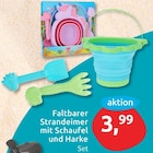 Faltbarer Strandeimer mit Schaufel und Harke für 3,99 € bei budni im Angebot Faltbarer Strandeimer mit Schaufel und Harke im aktuellen budni Prospekt