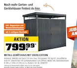 Metall-Gerätehaus mit Oberlichtern im OBI Prospekt Metall-Gerätehaus mit Oberlichtern von im aktuellen OBI Prospekt für 799,99 €
