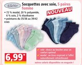 Promo Soquettes avec soie 5 paires femme à 6,99 € dans le catalogue Norma à Valentigney