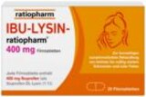 Post Apotheke - IBU-LYSIN-ratiopharm® 400 mg Filmtabletten Angebot im Prospekt IBU-LYSIN-ratiopharm® 400 mg Filmtabletten bei Post Apotheke im Prospekt "" für 9,49 €