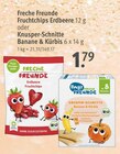 Fruchtchips Erdbeere oder Knusper-Schnitte Banane & Kürbis von Freche Freunde für 1,79 € bei Rossmann im Angebot Fruchtchips Erdbeere oder Knusper-Schnitte Banane & Kürbis von Freche Freunde im aktuellen Rossmann Prospekt