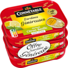 SARDINES GÉNÉREUSES À LA MARINADE CITRON BASILIC CONNÉTABLE - CONNETABLE en promo à 4,99 € chez Auchan Hypermarché SARDINES GÉNÉREUSES À LA MARINADE CITRON BASILIC CONNÉTABLE - CONNETABLE dans le catalogue Auchan Hypermarché