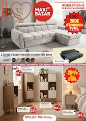 Promos Canapé Convertible dans le catalogue "MEUBLEZ-VOUS DE BONNES AFFAIRES" de Maxi Bazar Canapé Convertible en promo dans le catalogue Maxi Bazar à la page 1