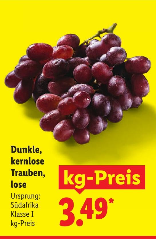 Dunkle, kernlose Trauben, lose