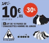 Lot de 10 paires de chaussettes homme ou junior - Le coq sportif, Diadora en promo chez E.Leclerc Nantes à 10,01 €