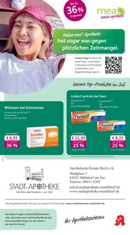 Aktueller mea - meine apotheke Prospekt "Unsere Juli-Angebote" für Mühldorf (Inn) Aktueller mea - meine apotheke Prospekt für Mühldorf (Inn) mit Seiten