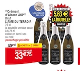 Crémant d’Alsace AOP Brut - L’ÂME DU TERROIR en promo chez Cora Freyming-Merlebach à 33,75 €