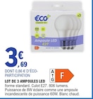 Lot de 3 ampoules led - ECO+ à 3,69 € dans le catalogue E.Leclerc