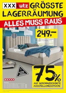 Bett im XXXLutz Möbelhäuser Prospekt "GRÖSSTE LAGERRÄUMUNG" mit 12 Seiten (Braunschweig)