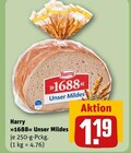 1688 Unser Mildes im Angebot bei REWE in Germering 1688 Unser Mildes Angebote von Harry bei REWE Germering für 1,19 €