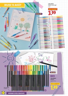 Promotion Stylo dans le prospectus Lidl, valable du 13/08/2026 au 20/08/2026 Promo Stylo dans le catalogue Lidl du moment à la page 12