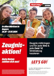 Aktueller MediaMarkt Saturn München Prospekt "Zeugnisaktion! Gute Noten zahlen sich aus!" mit 1 Seite