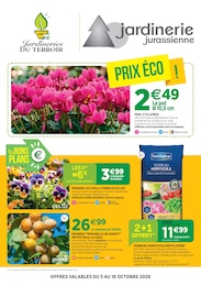 Catalogue Jardineries & Animaleries de Jardineries du terroir à Auxonne Prospectus Jardineries du terroir à Auxonne, "PRIX ÉCO !", 4 pages, 05/10/2026 - 18/10/2026