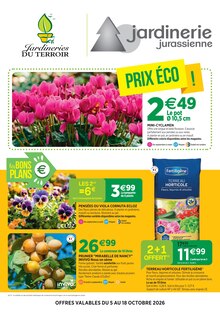 Catalogue Jardineries du terroir à Dole cette semaine, valable du 05/10/2026 au 18/10/2026 Prospectus Jardineries du terroir à Dole, "PRIX ÉCO !", 4 pages de promos valables du 05/10/2026 au 18/10/2026