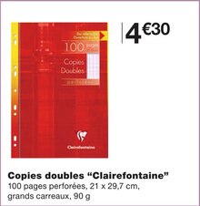 Copies doubles A4 Petits carreaux 300 pages Clairefontaine chez