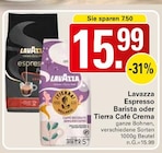 Espresso Barista oder Tierra Café Crema im Angebot bei WEZ in Minden Espresso Barista oder Tierra Café Crema Angebote von Lavazza bei WEZ Minden für 15,99 €