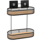 Étagère 2 niveaux métal et plateaux en bambou en promo chez Maxi Bazar Strasbourg à 13,59 €