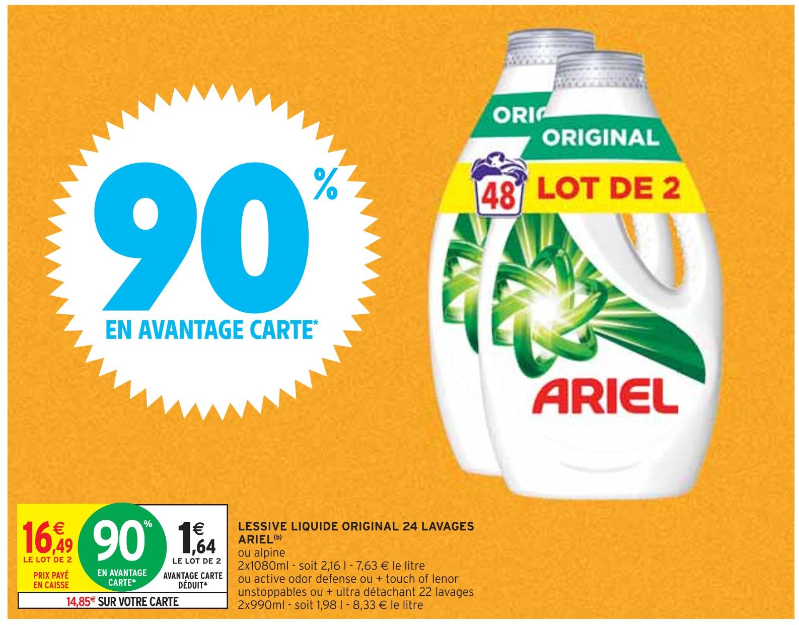 Promo Ariel lessive liquide original chez Casino Supermarchés