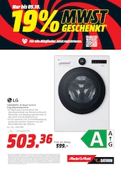 Waschmaschine im MediaMarkt Saturn Prospekt in Karlsruhe Aktueller MediaMarkt Saturn Prospekt mit Waschmaschine, "19% MWST GESCHENKT", Seite 15