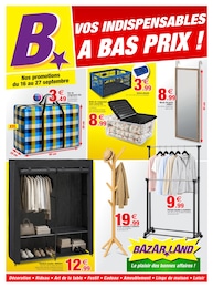Catalogue Bazarland à Marle, avec 2 pages Prospectus Bazarland à Marle, "VOS INDISPENSABLES A BAS PRIX !", 2 pages, 16/09/2026 - 27/09/2026