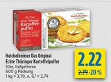 Das Original Echte Thüringer Kartoffelpuffer im Angebot bei diska in Dresden Das Original Echte Thüringer Kartoffelpuffer Angebote von Heichelheimer bei diska Dresden für 2,22 €