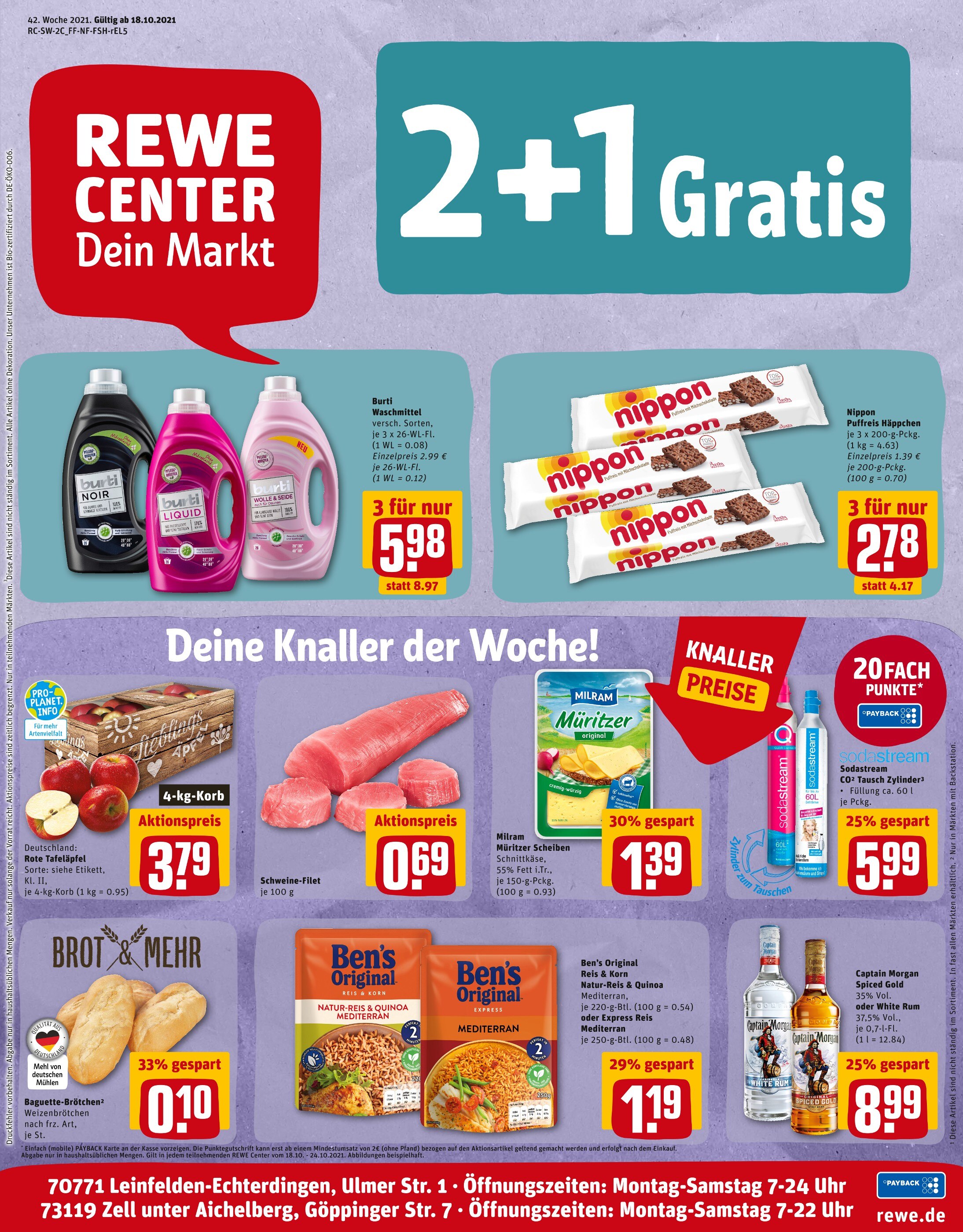 REWE Prospekt für Stuttgart mit 29 Seiten REWE Prospekt für Stuttgart: "Angebote im Markt", 29 Seiten, 18.10.2021 - 23.10.2021