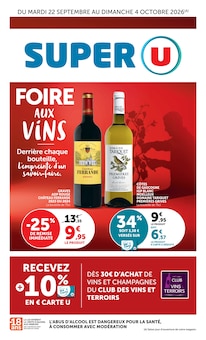 Catalogue de la semaine "SUPER U" avec 1 pages, valide du 22/09/2026 au 04/10/2026 pour Sarzeau et alentours Prospectus de la semaine "SUPER U" avec 1 pages, valide du 22/09/2026 au 04/10/2026 pour Sarzeau et alentours