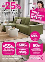 Aktueller mömax Möbel & Einrichtung Prospekt in Donzdorf und Umgebung, "PINK SHOPPING WEEKS" mit 16 Seiten, 01.09.2025 - 09.09.2025