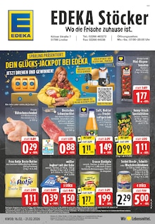 EDEKA Prospekt der Woche "Aktuelle Angebote" Seite 1, 16.02.2026 bis 21.02.2026 für Lindlar Aktueller EDEKA Prospekt "Aktuelle Angebote" Seite 1 von 26 Seiten für Lindlar